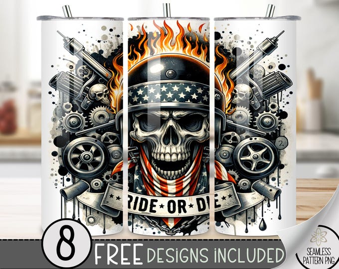 Motorcycle Tumbler Wrap, Seamless Motorcycle Wrap Tumbler, 20oz American Tumbler Wrap, Straight Motorcycle Sublimation Tumbler A175
