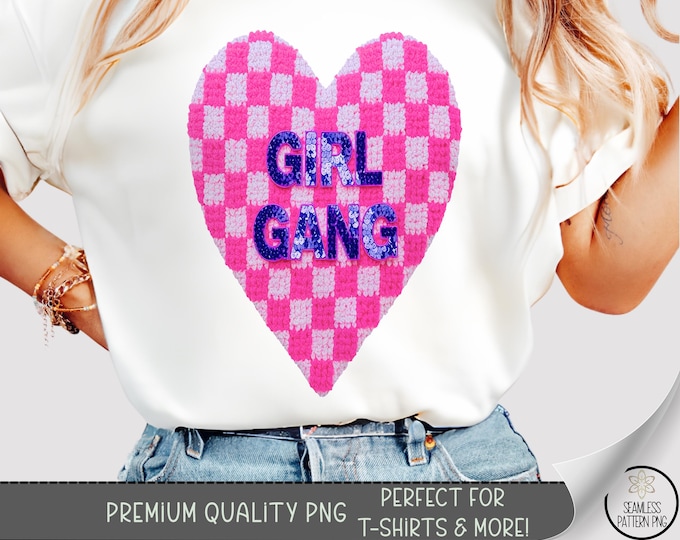 Pink Girl Gang T-Shirt PNG, Trend for Women, Bestie Digital Download, Cute Valentines Day Design, Sublimation, B790