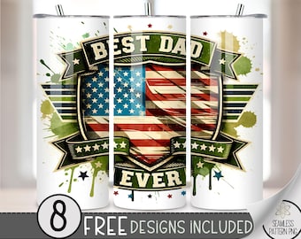Best Dad Ever Flag Tumbler Wrap, Father's Day 20oz Skinny Tumbler Sublimation Design, Super Dad Tumbler Wrap File PNG, Camo Pop Tumbler File