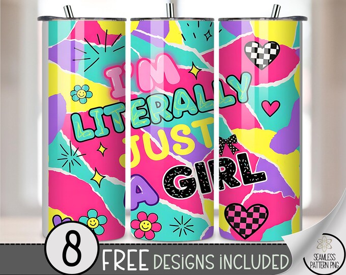 Energetic 20 oz tumbler wrap: Girl's Bold Abstract Digital Download Sublimation Design for Skinny Tumblers, Vibrant Y2K PNG Files A476