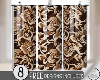 Cowhide PNG 20 Oz Tumbler Wrap, Rustic Western Sublimation Design, Digital Download, B10008