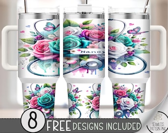 Nurse 40oz Tumbler Wrap, Custom Nurse Cup Sublimation Design, Personalized Gift for Nurse 40oz Quencher Tumbler Wrap PNG, A131