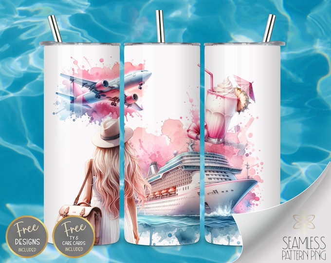 Cruise ship Tumbler Wrap, 20oz Skinny Sublimation Tumbler Design, Plane Sublimation Design Cocktail Tumbler PNG Downloads, Instant Download