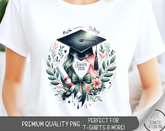 Senior T-Shirt PNG, Senior 2025 Graduation Design, Class Senior Digital File for Sublimation, Class of 2025 PNG,Unique Art,Cap Diploma, A130