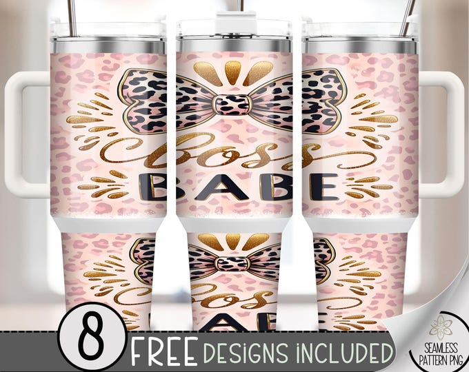 Boss Babe 40 oz Tumbler Sublimation PNG, Leopard Coquette Tumbler Sublimation Design, CEO Energy Quencher Cup Design, A213