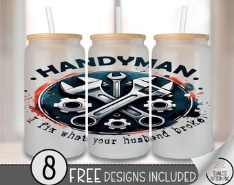 Handyman Husband Glass Can Wrap PNG, Hardware Tools, Digital Download for Dads Gift, Sublimation, A803