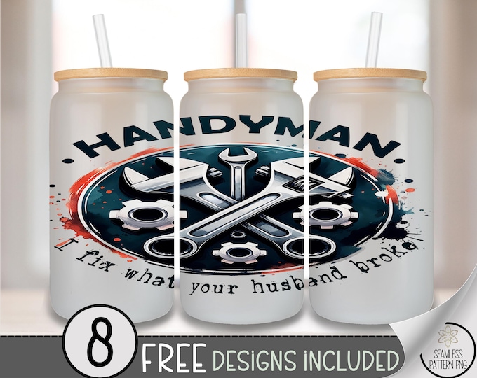 Handyman Husband Glass Can Wrap PNG, Hardware Tools, Digital Download for Dads Gift, Sublimation, A803