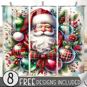 Weihnachten Tumbler Wrap 20Oz, Weihnachten Hohe Auflösung 300 Dpi PNG, Urlaub Sofortiger Download Santa Nahtlose Sublimation Design, Xmas Ornament