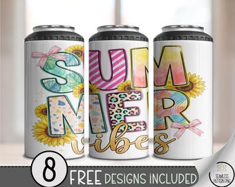 Summer Vibes 16oz Can Cooler Wrap, Sunflower Leopard Print 4 in 1 Sublimation Design (Digital Download) B10178