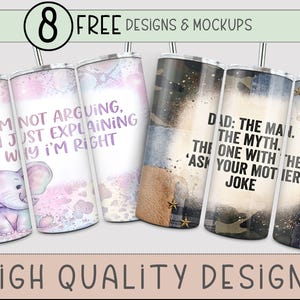 Tattoos 20 oz Tumbler Wrap, Edgy Sublimation Design for Straight Tumblers, Feminine PNG Files, Digital Download, B10276 image 3