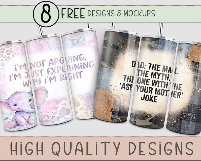 Tattoos 20 oz Tumbler Wrap, Edgy Sublimation Design for Straight Tumblers, Feminine PNG Files, Digital Download, B10276 image 3