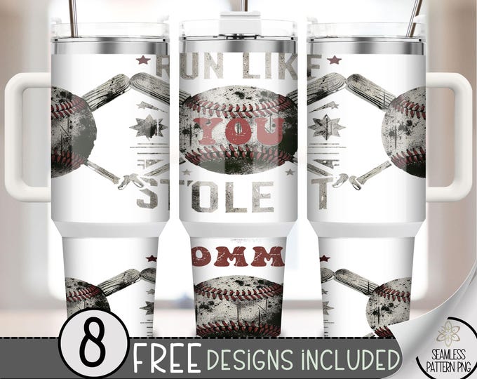 Baseball 40oz Tumbler Wrap, Cute Sport 40 OZ Sublimation Design, Add Your Name 40oz Quencher Tumbler File, Funny Tumbler Wrap For Guy, A124
