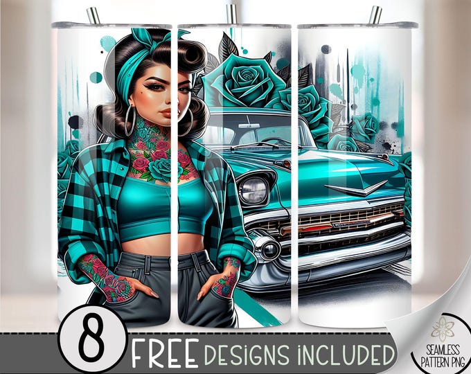 Chicana Tumbler Wrap, 20 oz Skinny Sublimation PNG, Straight Tumbler Wrap 20 oz PNG, Chola Tumbler Design, Mexican Latina Tumbler A41