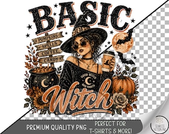Halloween Sublimation Design, Witch UV DTF Graphic, Sassy Coffee Clip Art, Digital Download, B10340