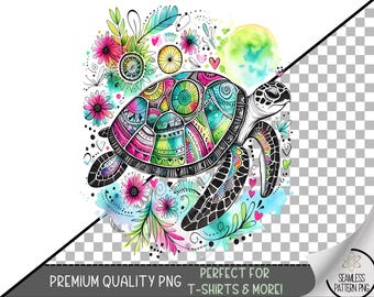 Sea Turtle PNG, Nautical Sublimation Designs, Fisherman Aesthetic Png,Beach Png,Instant Digital Download,Turtle Png, Boho Floral Turtle A204