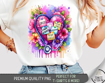Nurse T-shirt Design, Caregiver Shirt PNG, Happy Nurse Appreciation Tshirt Design, Medical Life Shirt Printable, Healing Hands PNG, A250