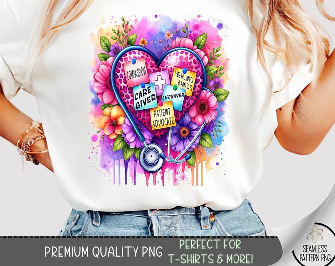 Nurse T-shirt Design, Caregiver Shirt PNG, Happy Nurse Appreciation Tshirt Design, Medical Life Shirt Printable, Healing Hands PNG, A250