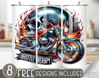 Motorcycle Tumbler Wrap, Seamless Motorcycle Wrap Tumbler, 20oz American Tumbler Wrap, Straight Tumbler Wrap, Motorcycle Sublimation Tumbler