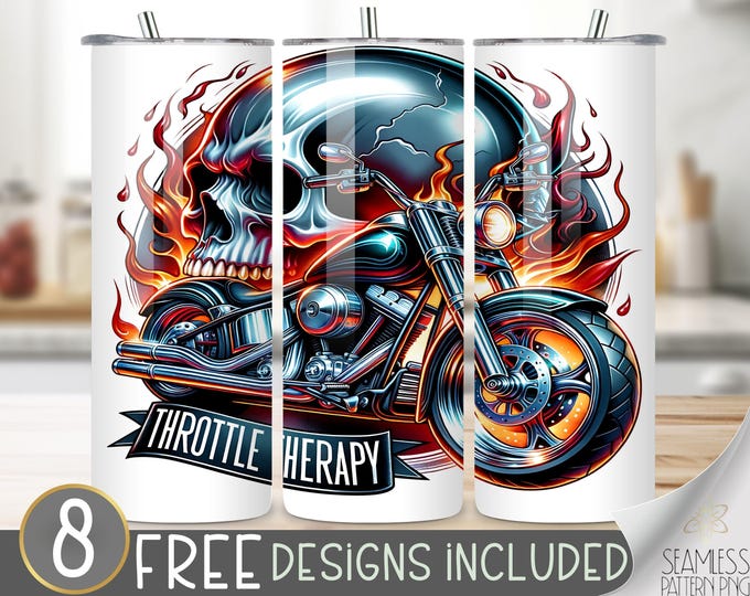 Motorcycle Tumbler Wrap, Seamless Motorcycle Wrap Tumbler, 20oz American Tumbler Wrap, Straight Tumbler Wrap, Motorcycle Sublimation Tumbler