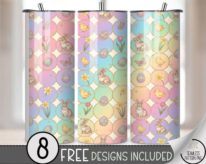 Easter PNG 20 Oz Tumbler Wrap, Festive Sublimation Design For Straight Tumblers, Digital Download, B10039