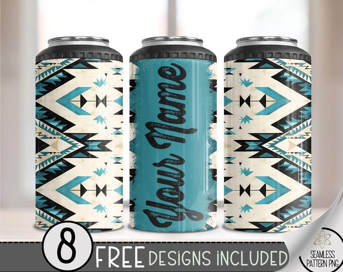 Add Your Own Name Vivid Southwestern 4in1 Can Cooler Wrap, Western 16 oz 4-in-1 Cooler Sublimation, Aztec 4 in 1 Can Cooler File PNG
