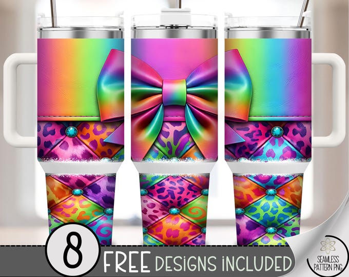Coquette Bow PNG, Leopard Sublimation Design, Cowhide40 oz Tumbler Wrap, Digital Download, B980