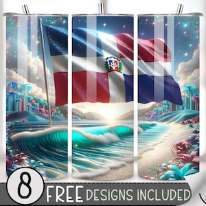 Dominikanische Republik Flagge 20 oz dünner Becherverschluss PNG, Dominikanische Republik PNG, Dominikanische Becher Design, Dominikanische Republik Becherverpackung