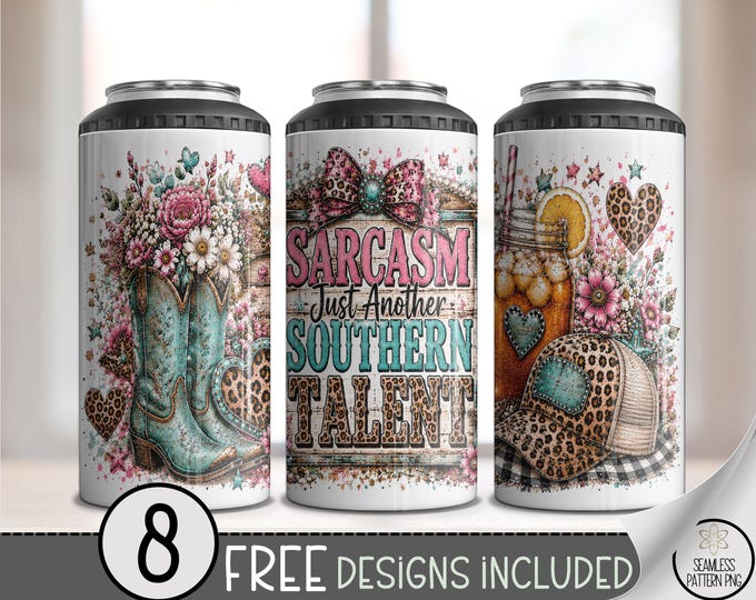 Sarcasm Southern Talent 4-in-1 Can Cooler Wrap, Western Sublimation Design, Digital Download, B10360