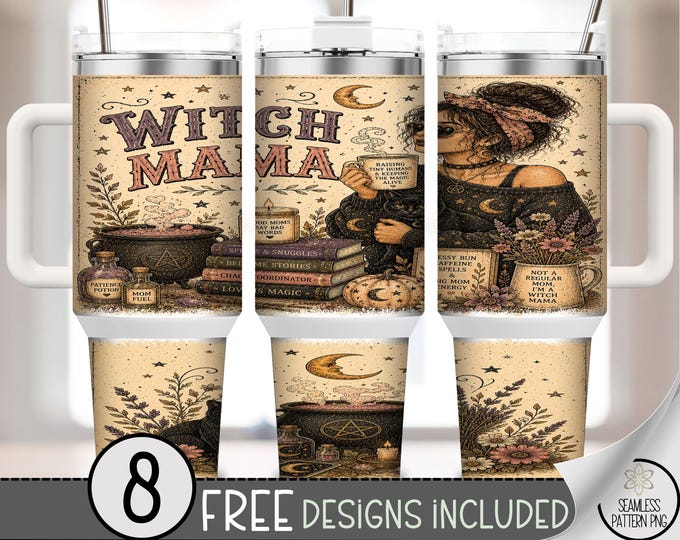Witch Mama 40oz Tumbler Wrap, Spooky Sublimation Design, Digital Download, B10438