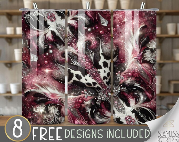 Western Tumbler Wrap, 20 oz Tumbler Sublimation Designs, Country Tumbler Wrap, Boho Cow  Hide Tumbler, Cowhide PNG, Country Girl Tumbler