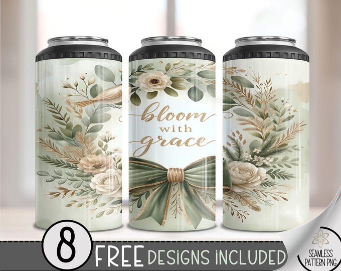 Positive Affirmation 4 In 1 Can Cooler Tumbler Wrap, Inspirational Sublimation Design,Seamless Motivational 16 Oz Sublimation Can Cooler PNG