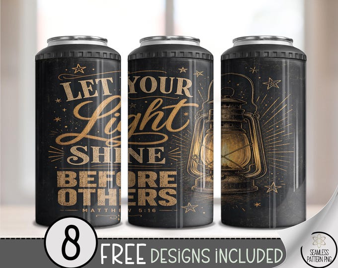 Inspirational Lantern 4-in-1 Can Cooler Wrap, Motivational Sublimation Design, Christian 16 oz 4-in-1 File, B10249