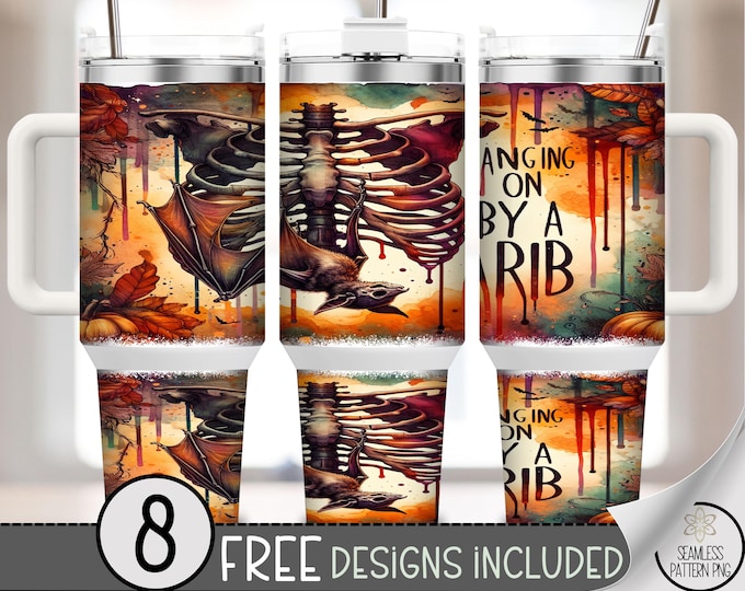 Moody Autumn Ribcage 40oz Tumbler Wrap, Gothic Fall Design, Dark Wrap Printable, Rustic Halloween Design, 40 oz Wrap Set Download A445