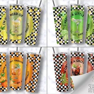 Drink Happy-bundel, 20 oz rechte Tumbler Wrap sublimatie PNG, grappige volwassen magere Tumbler ontwerpbestanden, zomercocktail direct downloaden,