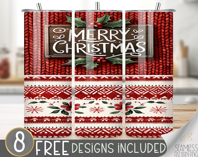 Christmas Tumbler Wrap, Ugly Sweater 20oz Skinny Sublimation Design, Merry Christmas Tumbler Wrap, Xmas Tumbler File, Holiday Tumbler Png