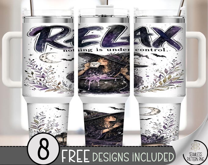 Spooky Witch 40oz Tumbler Wrap, Halloween Sublimation Design, Cauldron PNG Files, Digital Download, B10432
