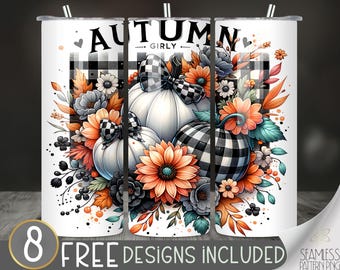 Autumn girly tumbler wrap, Cute pumpkin tumbler wrap, autumn pumpkin 20 oz tumbler design, Coquette tumbler PNG, Girly fall tumbler file