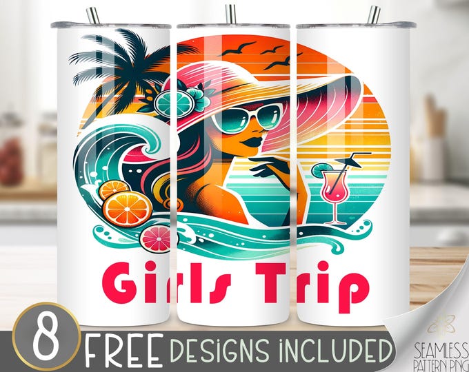 Cruise Tumbler Wrap, GIRLS CRUISE 20oz Skinny Tumbler Wrap, Summer Cruise Tumbler Wrap, Cruise Tumbler Design, Cruise Sublimation Design