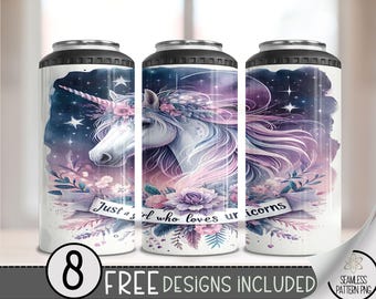 Just A Girl Who Loves Unicorn 4in1 Can Cooler Wrap,Seamless 16oz Tumbler Design,Ethereal 4 in 1 Tumbler PNG,Unicorn 16 Oz Sublimation Design