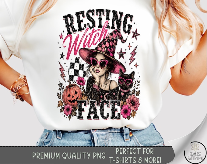 Resting Witch Face Halloween PNG, Spooky Sublimation Design, Digital Download, B10335