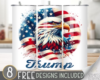 Patriot Trump 2024 Tumbler Wrap PNG Digital Download 20 oz Skinny, Election Tumbler Sublimation Design, Seamless Sublimation design