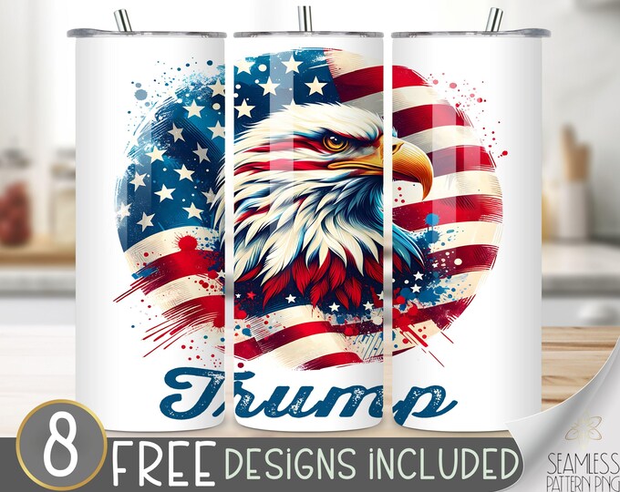 Patriot Trump 2024 Tumbler Wrap PNG Digital Download 20 oz Skinny, Election Tumbler Sublimation Design, Seamless Sublimation design