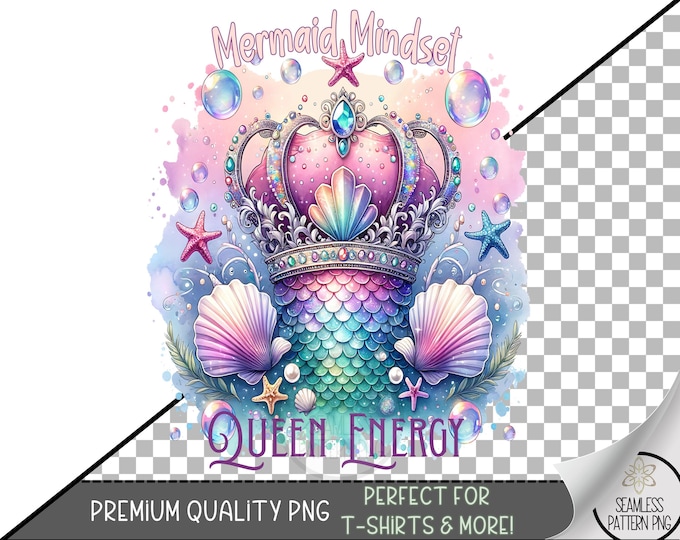 Magical Mermaid Design, Mermaid Queen PNG, Mermaid Sweatshirt png,Sublimation Designs for Mermaid Lovers, Queen Mermaid Tshirt PNG, A184