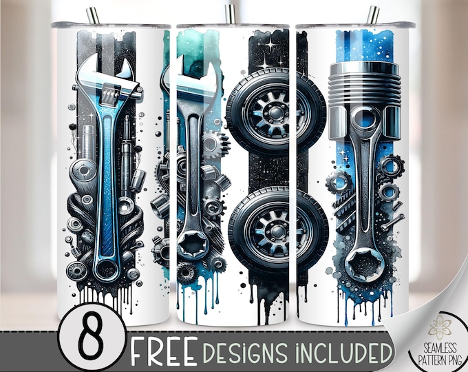 Mechanic Tumbler Wrap, Automotive 20oz Skinny Tumbler Sublimation Design, Car Mechanic Graphic Tumbler Wrap For Men, Guy Tumbler Wrap, A51
