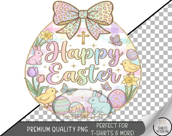 Happy Easter PNG, Easter Bunny DTF Sublimation, Coquette Easter Png, Checkered Easter Png, Digital Download, B10012
