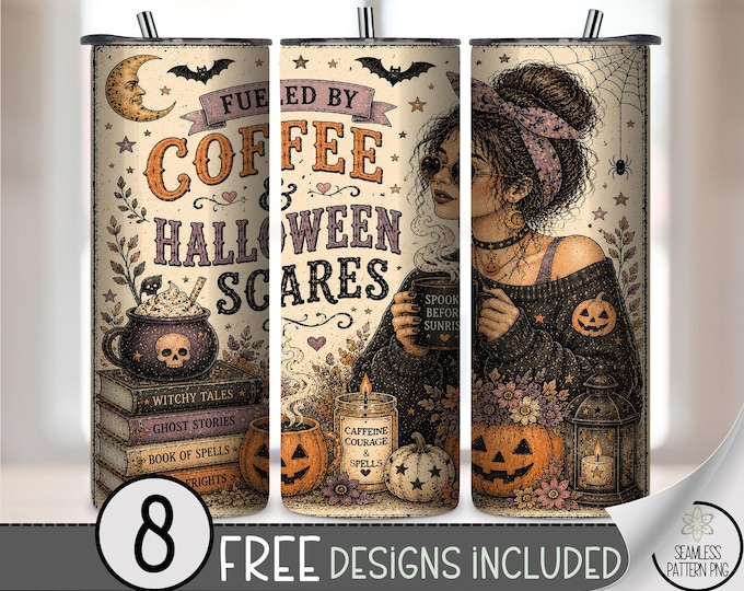 Halloween 20 oz Tumbler Wrap, Spooky Sublimation Design for Straight Tumblers, Witchy PNG Files, Digital Download, B10429