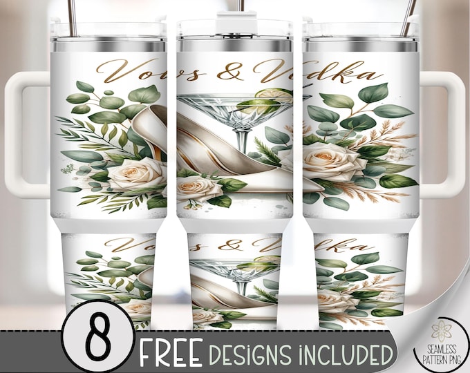 Bride 40 oz Tumbler Wrap - Elegant Floral Wrap, Romantic Botanical Design, Greenery And Roses, B631