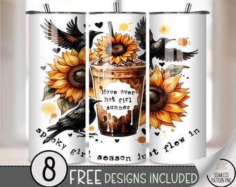 Hot Girl Summer 20 oz Tumbler PNG, Unique Halloween Design, Raven Coffee Sublimation Design, Digital Download, A421