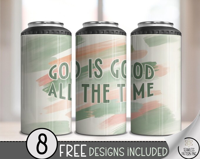 God Is Good 4in1 Can Cooler Wrap, Faith-Based Sublimation Design, Inspirational Modern Farmhouse 16 oz 4-in-1 File, Download A639