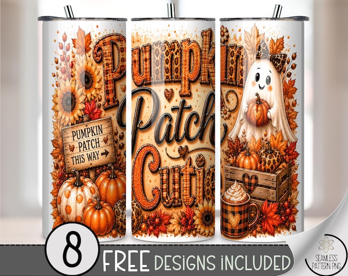Halloween Ghost Pumpkin 20 oz Tumbler Wrap, Cute Sublimation Design for Straight Tumblers, Ghost PNG Files, Digital Download, B10348